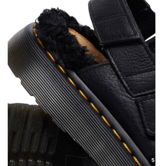 Dr. Martens DEVON FLOWER BUCKLE LEATHER PLATFORM BOOTS
